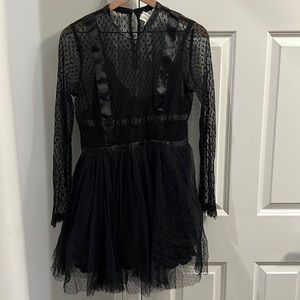 NWOT Free People X Brenda Knight Tulle Swiss Dot & Lace Mini Dress Sz M Z339-34
